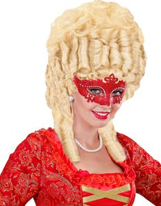 Rød Venice Øjenmaske med Glitter