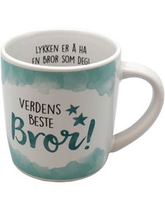 Verdens Beste Bror - Hvidt og Turkis Krus med Tekst