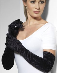 Sorte Lange Handsker i Velour