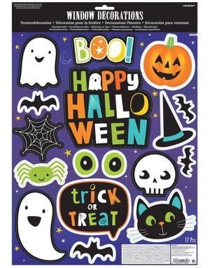 17 stycken Happy Halloween Klistermärken till Fönster