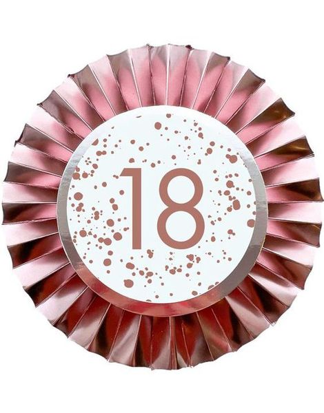 18 År - Rosegull Rosette Button/Badge