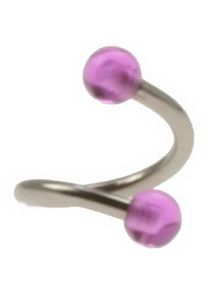 Curve Øjenbrynspiercing med Lilla Kugler - 1.2 x 8 mm
