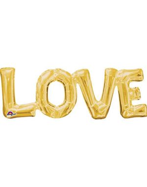 Love - Gullfargetfarget Folieballong 83x22 cm