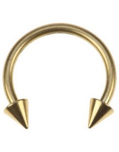 Rund Guldfarvet Øjenbrynspiercing med Spike Kugler - 1,2 x 10 mm