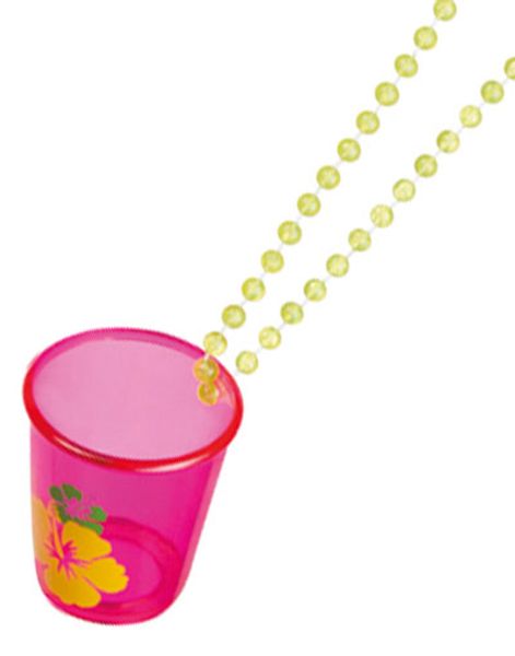 Pink Shotglas med Hibiscus og Gul Perlekæde