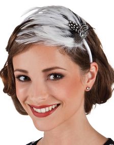 Gatsby Glamour - Hvid Hårbøjle med Fjer