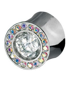 Shade Rainbow Circle - Piercing Plug med Hvide og Flerfarvede Sten