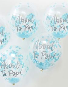 5 stk 30 cm - About to Pop Ballonger med Blå Konfetti - Oh Baby
