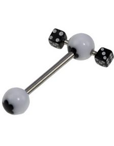 Elegant Tungepiercing med Blomst & Sorte Terninger