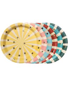 8 stk Små Fargerike Sirkus Papptallerkener 18 cm - Circus Party
