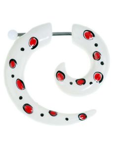 Curled White With Red Spots - Fake Piercing