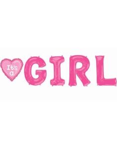 It’s a Girl Ballonbuket  med 5 JUMBO Folieballoner