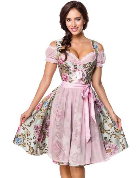 Dirndl Oktoberfestkjole i Luksuskvalitet med Rosa Forklæde
