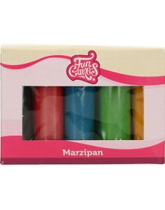 Funcakes Marsipan 5-Pack - Svart, Rød, Blå, Grønn og Gul 5x100 gram