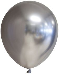 6 stk. 30 cm - Glossy Sølvfarget Ballonger
