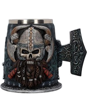 Danegeld - Stort Luksuriøst Krus med Vikingmotiv 14 cm