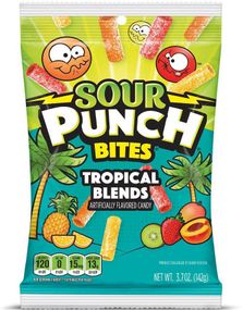 Sour Punch Bites Tropical - Sure Vingummtuber med Fruktsmak 142 gram (USA Import)