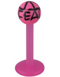 Labret with Peace Mark - Pink/Black