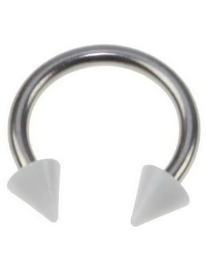 Rund Øjenbrynspiercing med Hvide Spike Kugler - 1.2 x 8 mm