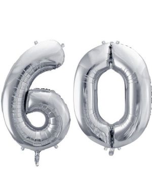 60 år balloner - 35 cm sølv