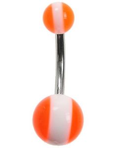 Orange Navlepiercing med Hvid Stribe