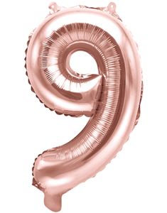 Tallet 9 - Rosenguldfarvet 35 cm Folieballon