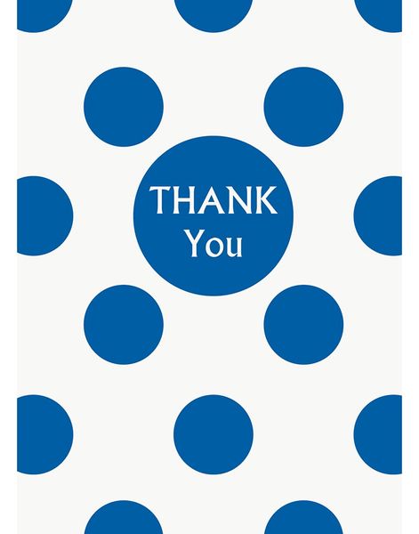 8 stk Thank You Polka Dots Kort i Royal Blå og Hvid