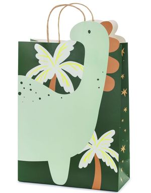 1 stk Gavepose Grønn med Dinosaur 10x24x37 cm