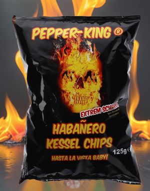 Pepper-King Habañero Kettle Chips - Sprøde og Krydrede Kartofler 125 g - HOT