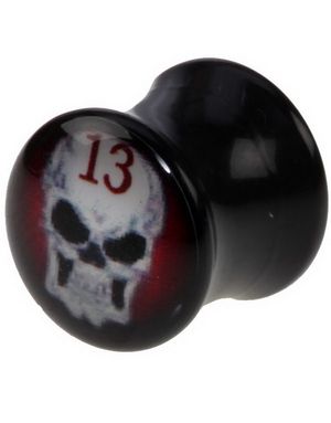 The 13 Skull - Sort Piercing Plug