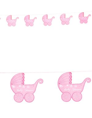 Rosa Babyshower Barnevogn Banner 275 cm