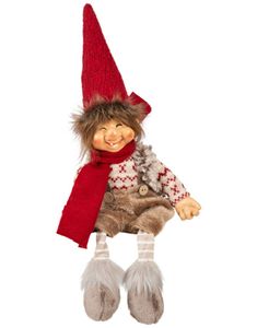 Sittende Nissealv Figur - Gutt
