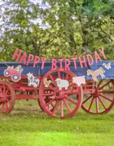 Happy Birthday - Bursdagsbanner med Traktor og Gårdsdyr 2 m - Farm Friends