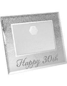 Happy 30th - Sølvfarvet Fotoramme med Glitter 21x17 cm
