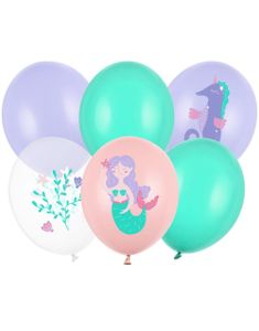 6 stk 30 cm Ballonger - Havfrue Ballongbukett