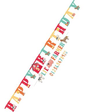 Justerbar Bursdagsbanner med Gårds Motiv 3 meter - Farm Party