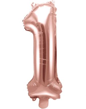 Tallet 1 - Rosenguldfarvet JUMBO Folieballon 86 cm