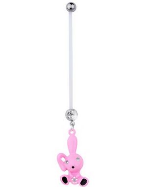 Navlepiercing til Gravide med Rosa Kanin & Sten