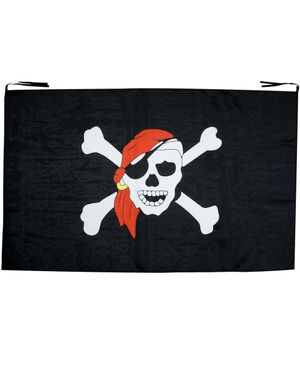 Stort Sort Pirat Flag m/Kranie - 130x80 cm