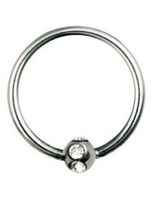 BCR Piercing med Rund Kugle og Klare Sten