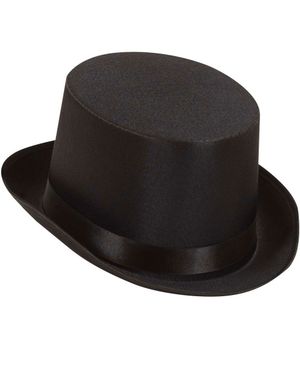Sort Lux Tophat i Satin