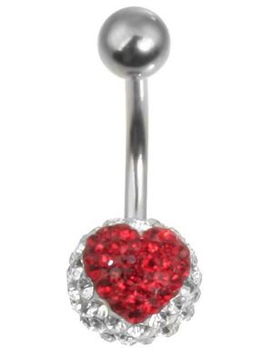 Sparkling Heart Navlepiercing - Hvid/Rød