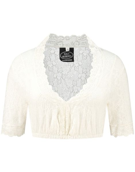 Oktoberfest Bluse med Blonder - Kremhvit
