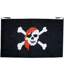Stort Sort Pirat Flag m/Kranie - 130x80 cm