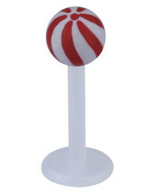Candy Stripes Labret - Hvid/Rød - Strl 1,2x8x4mm 