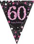 60 Års Feiring - 4 Meter Svart og Rosa Glitrende Flaggbanner