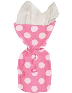 20 stk Rosa Polka Dot Godteposer med Hvide Prikker