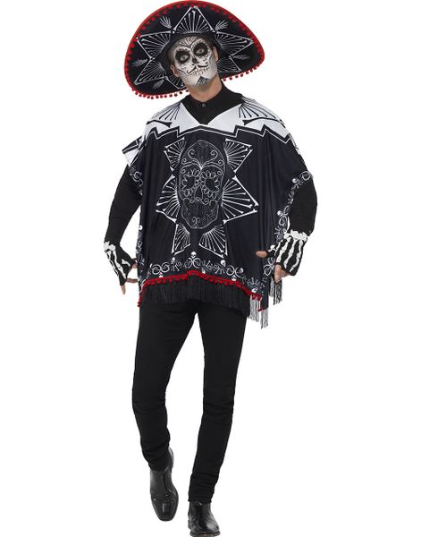 Day of the Dead Bandit Unisex Kostume med handsker og hat