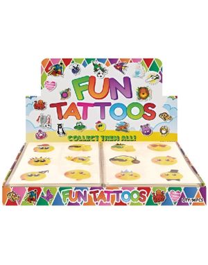 96 stk Ark med 6 stk Små Midlertidige Smileys Tatoveringer Assorterte - Hel Eske