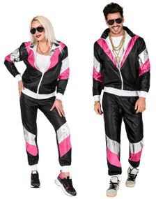 80-talls Grilldress i Svart med Rosa, Sølv og Hvite Detaljer til Voksen